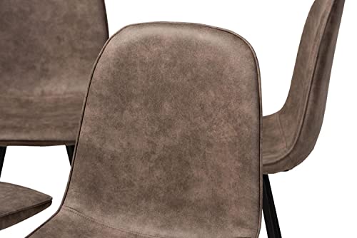 Baxton Studio Filicia Modern and Contemporary Grey and Brown Imitation Leather Upholstered 4-Piece Metal Dining Chair Set Set