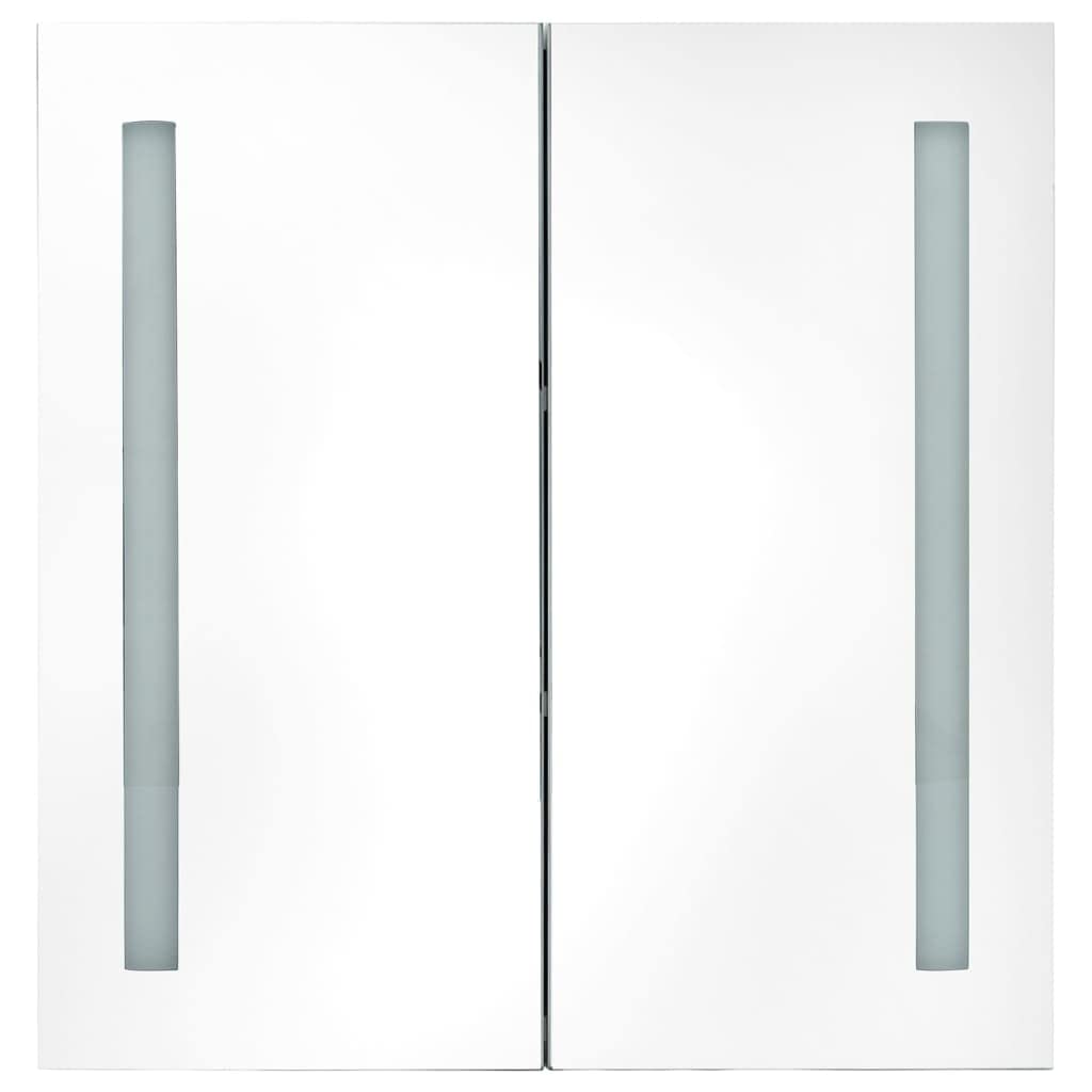 Vidaxl Bathroom Cabinet Wall Mounted Mirrored Vanity Led Medicine Cabinet - 3 Shelves, Mdf Melamine, 23.6&quot; X 5.5&quot; X 24.4&quot;