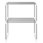 vidaXL White Kitchen Shelf Unit - Aluminum Microwave Shelf with Hooks and Two Shelves - Versatile Storage Solution for Home Kitchen Cabinets and Pantries