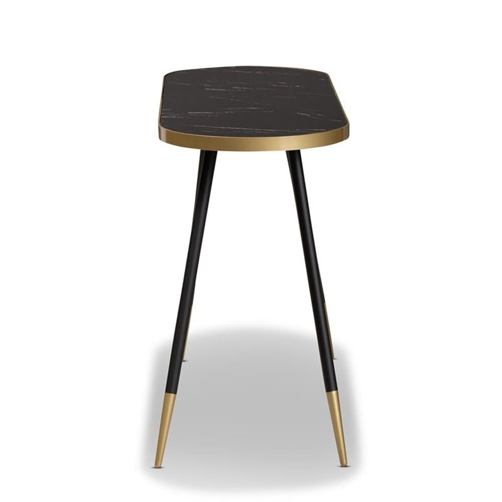 Baxton Studio Lauro Modern and Contemporary Black Faux Marble and Two-Tone Gold and Black Metal Console Table