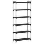 vidaXL Black Bookcase - Sturdy Engineered Wood Construction, 6-Tier Shelf with Robust Metal Frame, Adjustable Feet - 31.5"x11.8"x74"