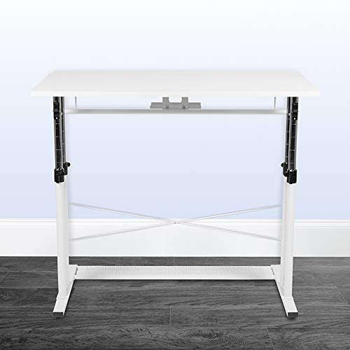 Flash Furniture Fairway Height Adjustable (27.25-35.75&quot;H) Sit To Stand Home Office Desk - White