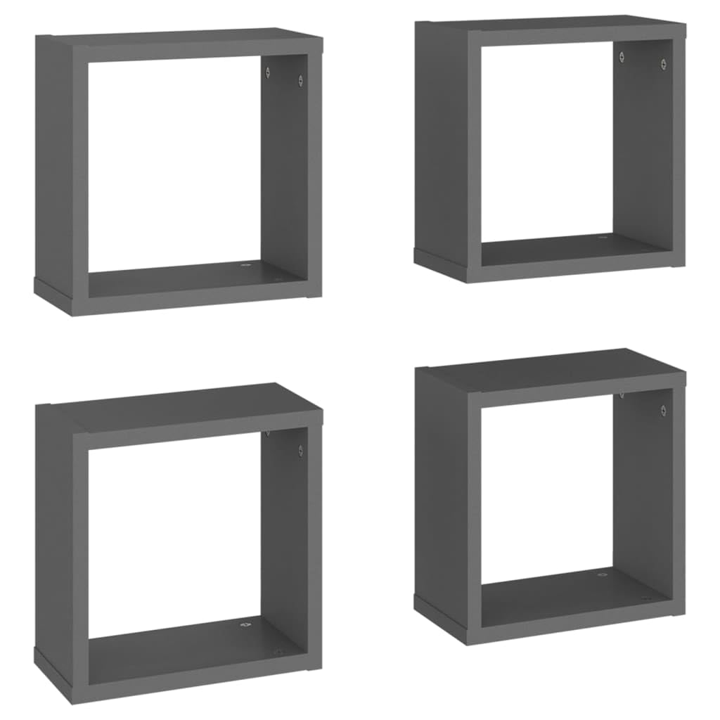 vidaXL Cube Wall Shelves 6 pcs, Grey, 30 x 15 x 30 cm