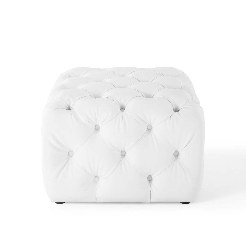 Modway Eei-3775-Whi Anthem Tufted Button Square Faux Leather Ottoman, White