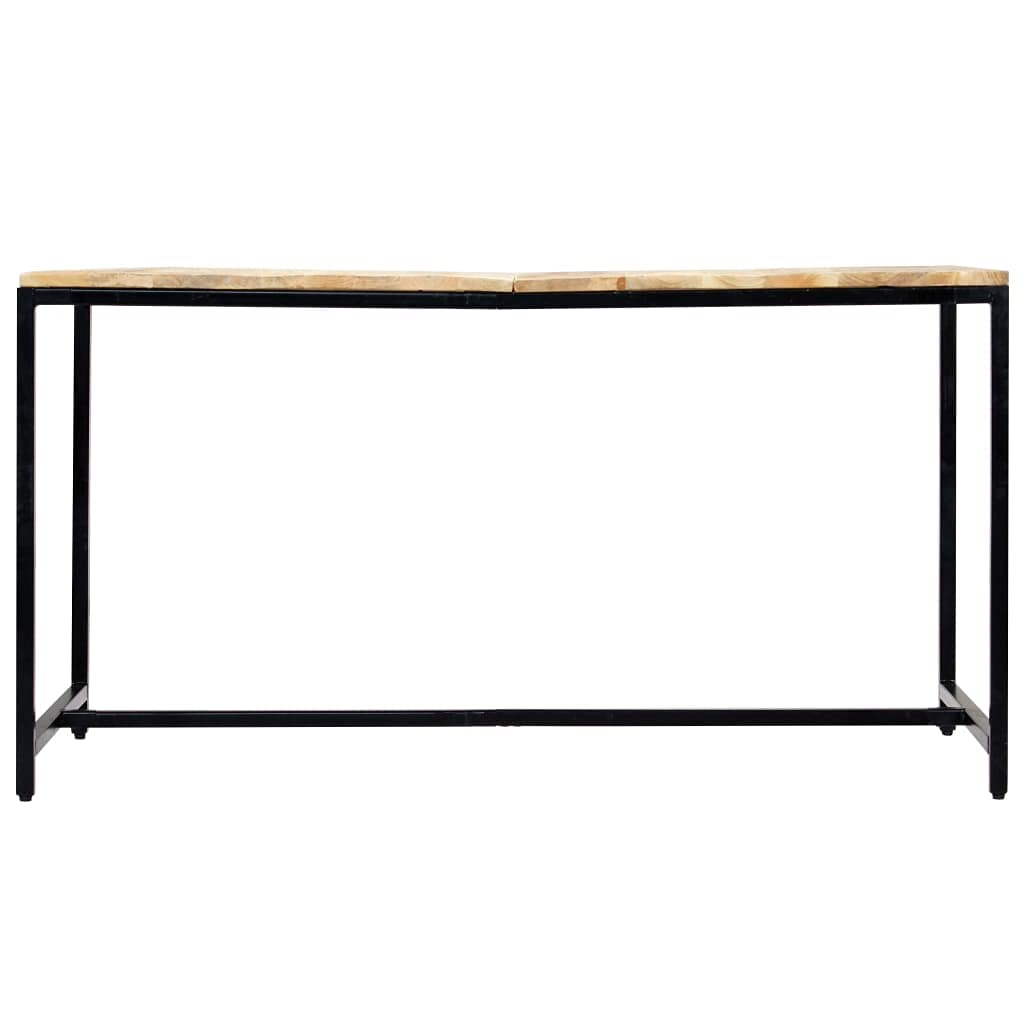 vidaXL Dining Table, Industrial Style, Solid Rough Mango Wood Top, Black Powder-Coated Iron Legs, Polished and Lacquered, Easy Maintenance, Rectangular, Brown Wood, 55.1&quot;x27.6&quot;x29.5&quot;