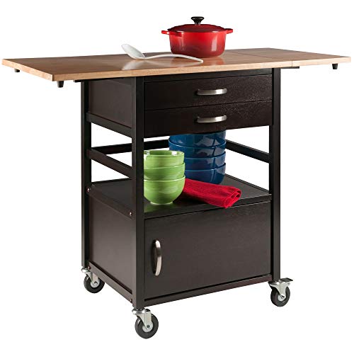 Ergode Wood Bellini Kitchen Utility Cart - Two-Toned, Drop Leaf, Ample Storage, Versatile, Easy Assembly - Perfect for Small Spaces