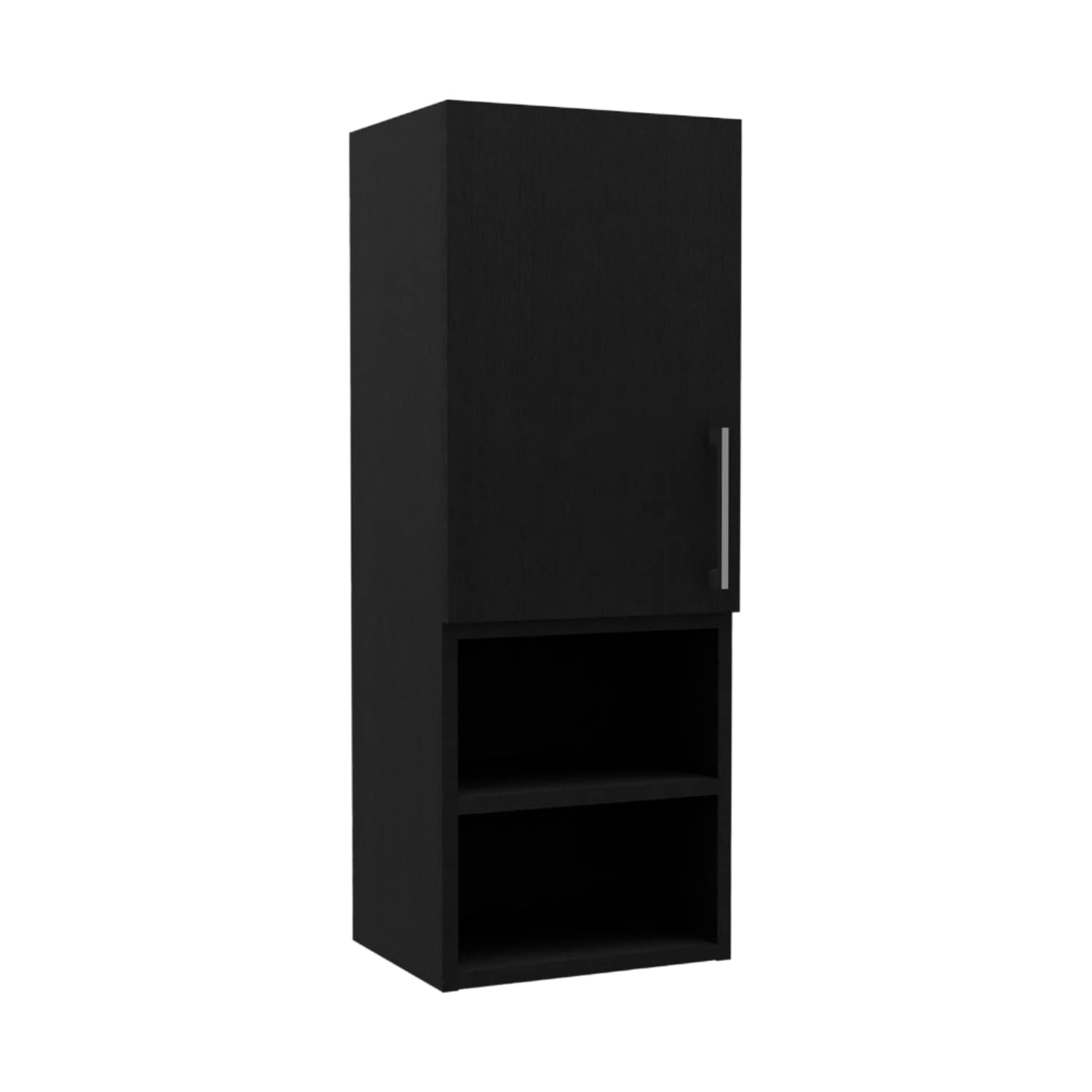 Medicine 31H Single Door Cabinet, 2 External Shelves, 2 Interior Shelves, Black