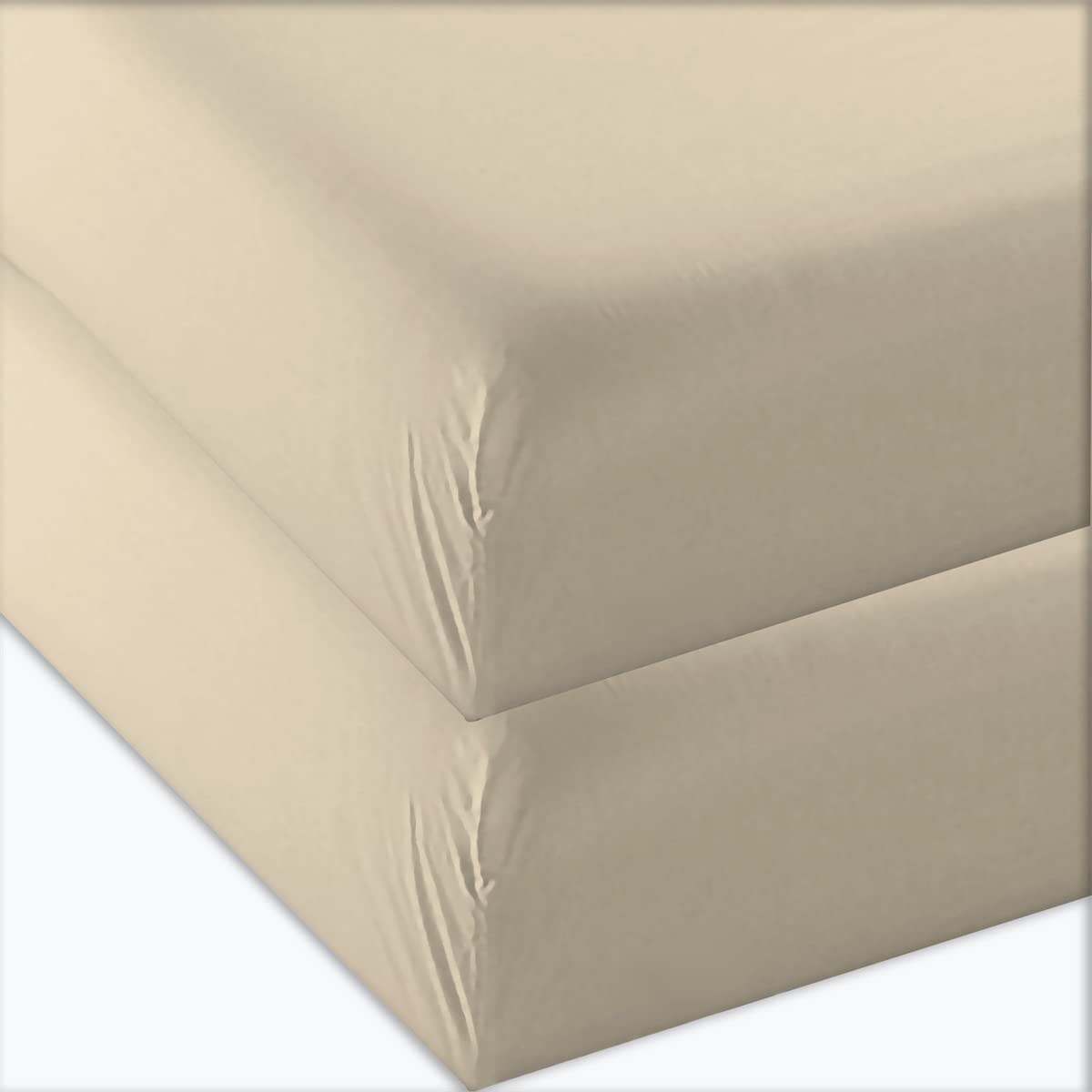 4U'Life 2-Pack Fitted Sheets,Prime 1800 Series, Ultra Soft & Comfortable, Double Brushed Microfiber (Dull Beige, 2-Pack Full)