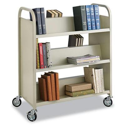 Safco - Steel Slant Shelf Book Cart Six-Shelf 36W X 18-1/2D X 43-1/2H Sand &quot;Product Category: Breakroom And Janitorial/Utility Carts&quot;