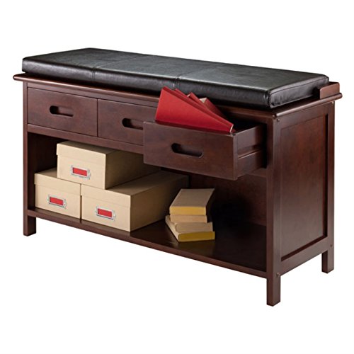 Ergode Adriana Storage Bench | Comfortable Seating | Ample Storage Space | Walnut Finish | 3 Drawers (94306-VV)
