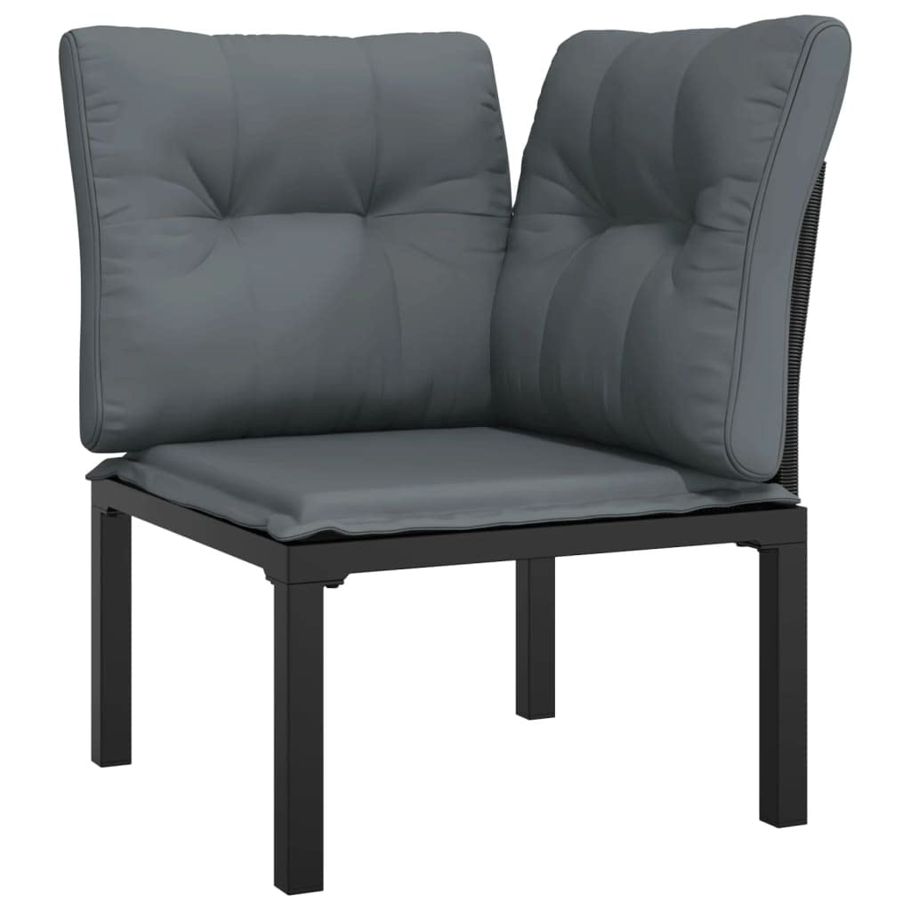 vidaXL 7 Piece Black and Gray Patio Lounge Set - Weather-Resistant Poly Rattan/PE Rattan - Powder-Coated Steel Frame - Versatile Modular Design - Comfortable with Padded Cushions and a Handy Footstool