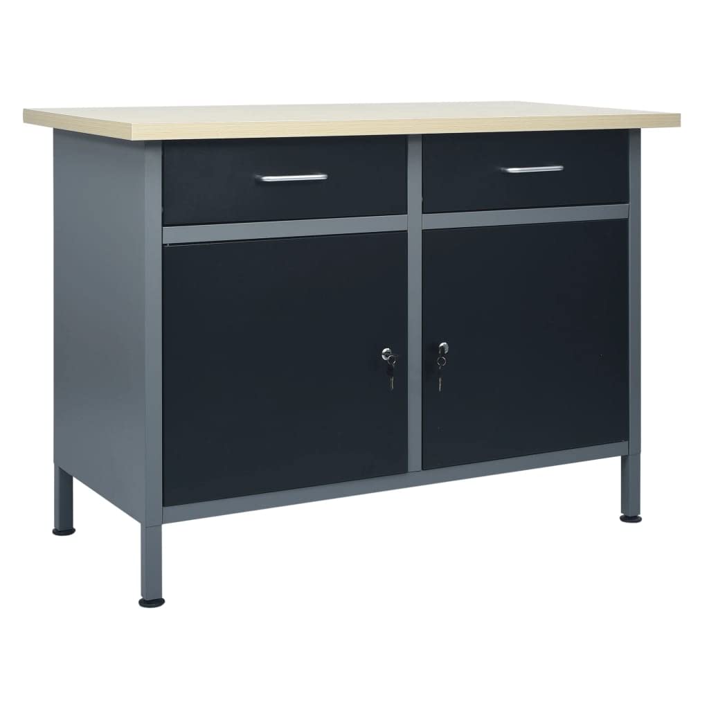 vidaXL Workbench Black 47.2&quot;x23.6&quot;x33.5&quot; Steel