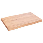 vidaXL Solid Oak Wood Table Top, Light Brown, Live Edge, Treated Surface, Versatile for Office or Home, 23.6"x15.7"x(0.8"-1.6")