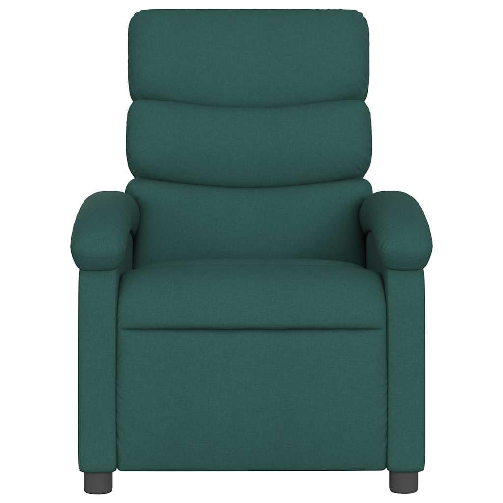 vidaXL Manual Recliner Chair for Adults, Single Home Theater Seating with Lumbar Support & Adjustable Backrest/Footrest, Modern Reclining Sofa for Living Room, Dark Green Fabric
