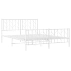 vidaXL 12'' Metal Queen Bed Frames with Headboard and Footboard, Platform Bed Frame with Strong Metal Slats Support, Under Bed Storage, Noise Free, White, Without Mattress