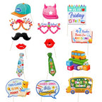 Qpout 35Pcs Novelty Back To School Photo Booth Props For Kids,First Day Of School Party Supplies Kit,School Bus Photo Prop,Welco
