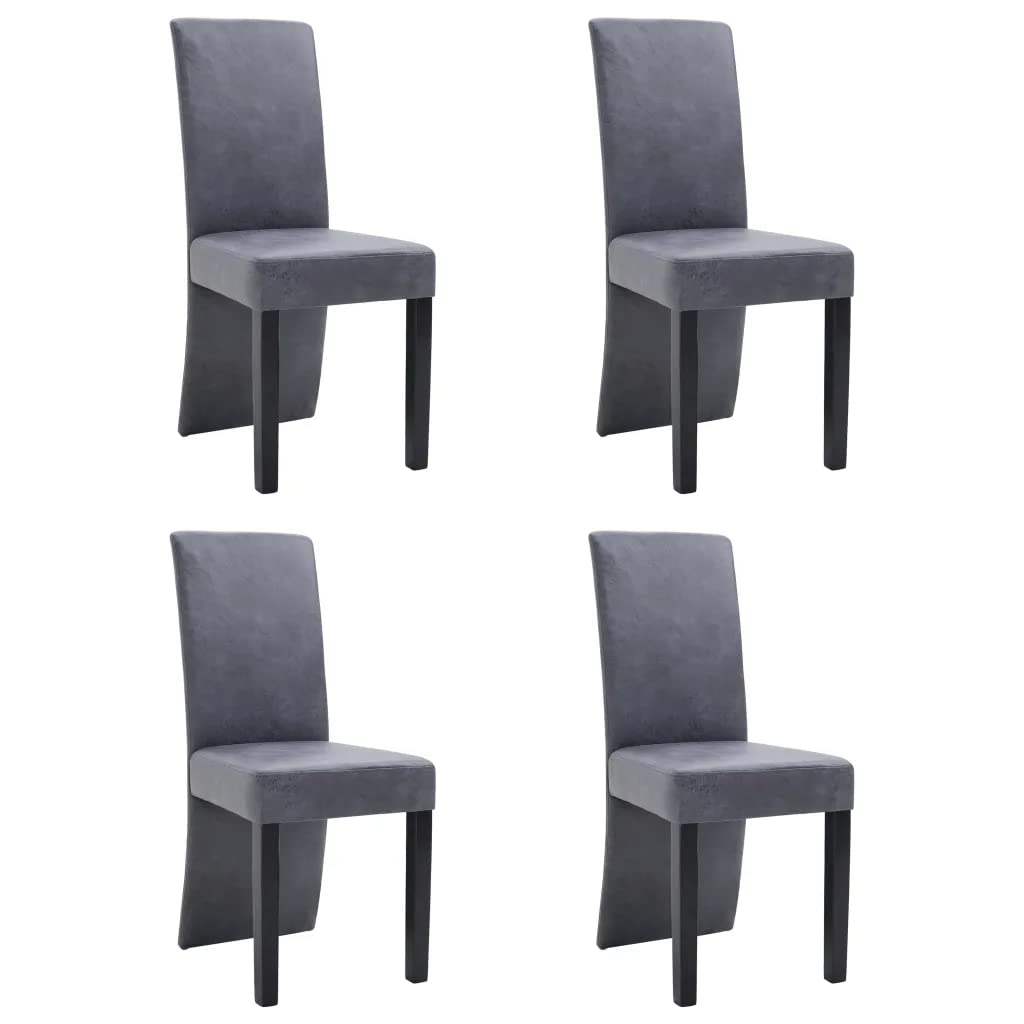 vidaXL Dining Chairs 4 pcs Gray Faux Suede Leather