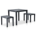 vidaXL Outdoor Furniture - Weather-Resistant Plastic Patio Table and 2 Benches, Anthracite