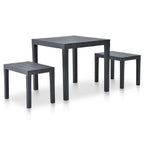 vidaXL Outdoor Furniture - Weather-Resistant Plastic Patio Table and 2 Benches, Anthracite