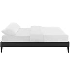 CasaFoyer  Tessie Platform Bed | Solid Wood Frame | Vinyl Upholstery | Tapered Legs | No Box Spring Needed | Compatible with Aveline Memory Foam Mattresses | Mid-Century Modern Design | Full Size | Black