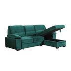 Lilola Home Kipling Green Velvet Fabric Reversible Sleeper Sectional Sofa Chaise