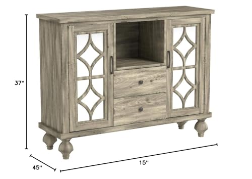 Acme Velika 2-Drawers Wooden Console Table with 2 Doors in Weathered Gray