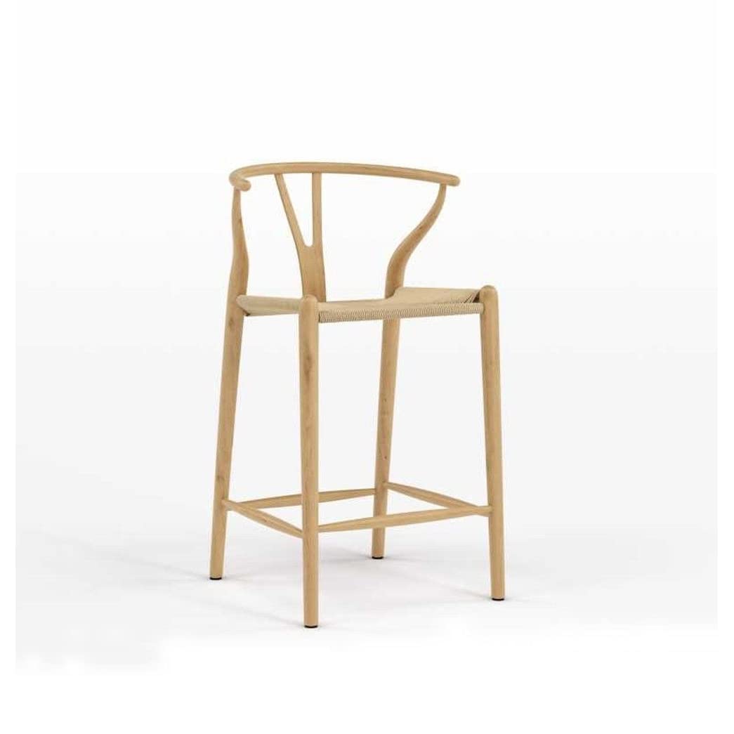 GFURN Wishbone Y Chair, Counter Stool, Ash & Natural Cord