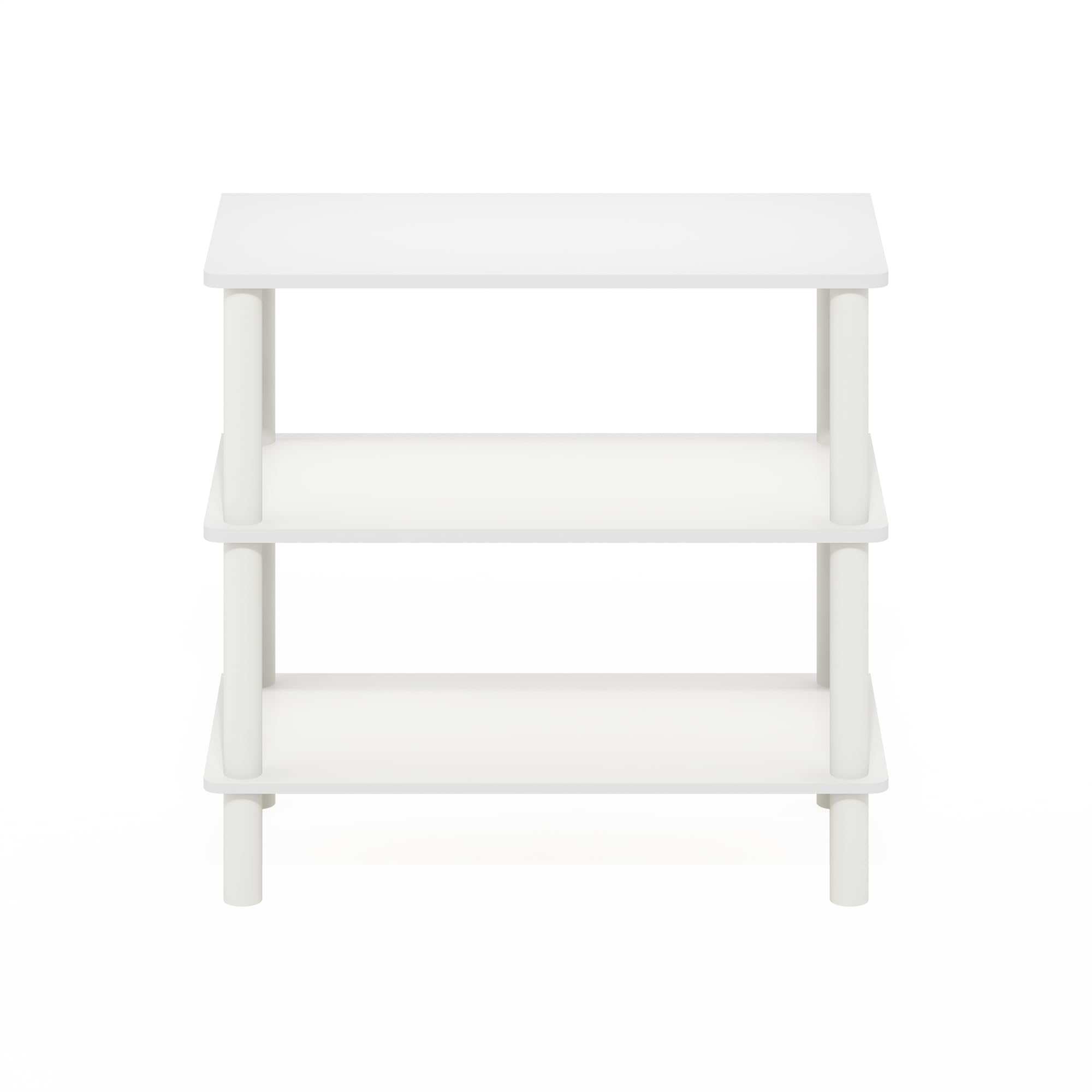 Furinno Turn-N-Tube 23-Inch 3-Tier Freestanding Shoe Rack Storage Organizer, White/White