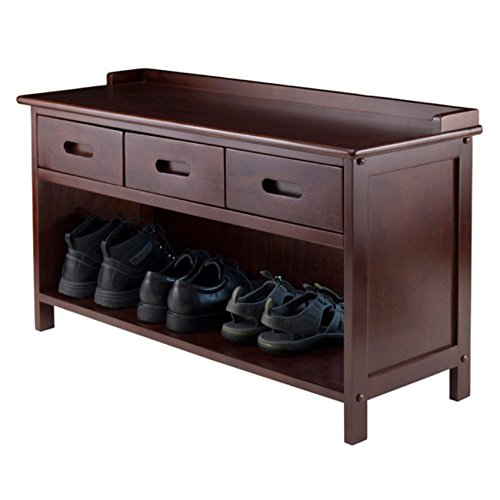 Ergode Adriana Storage Bench | Comfortable Seating | Ample Storage Space | Walnut Finish | 3 Drawers (94038-VV)