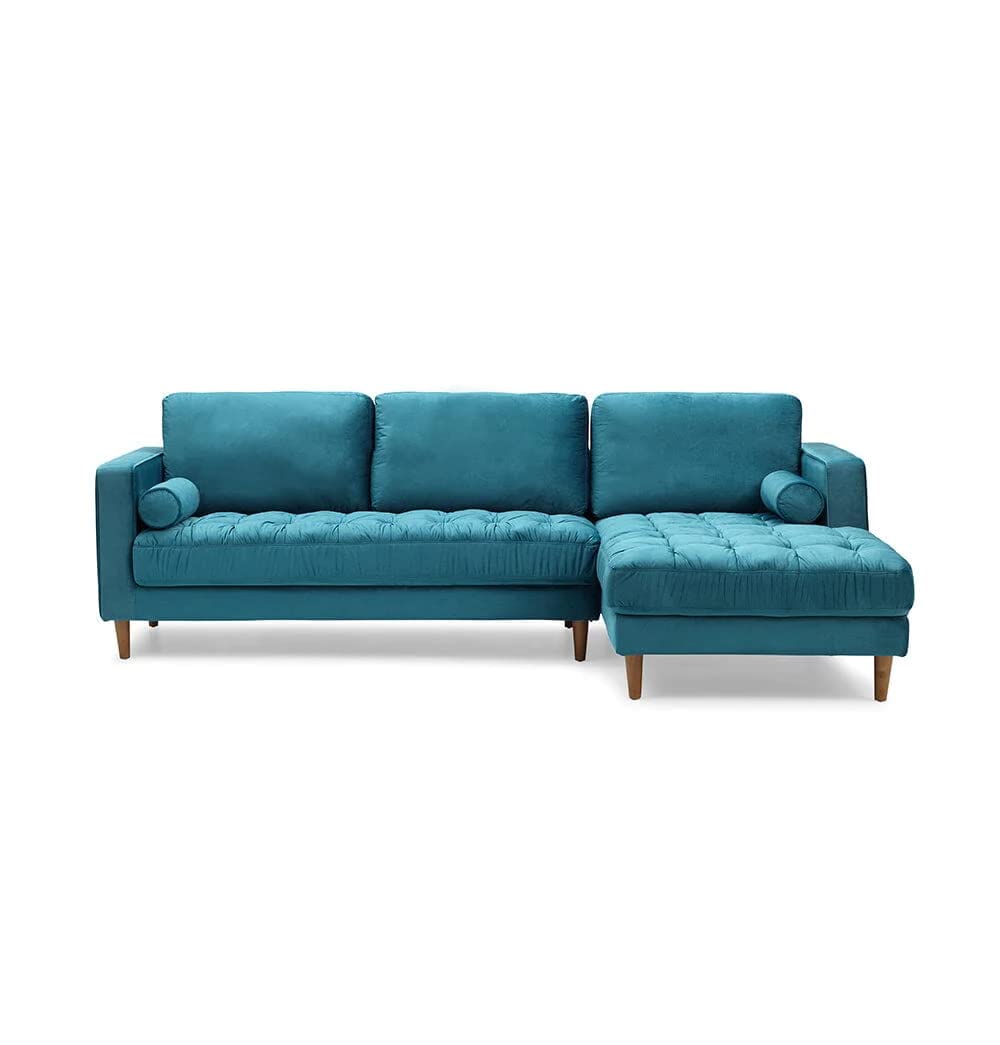 GFURN Bente Tufted Velvet Sectional Sofa - Light Blue