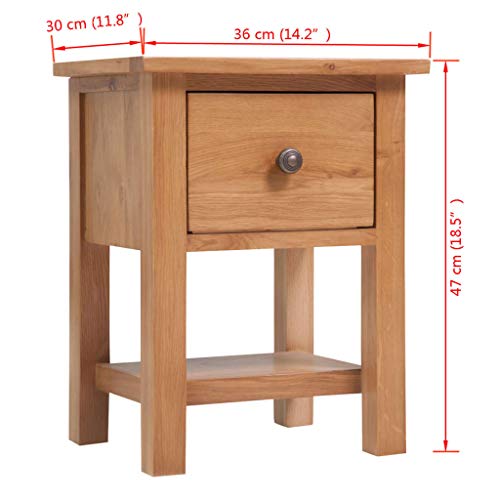 vidaXL Nightstand Solid Oak Wood 14.2&quot;x11.8&quot;x18.5&quot; Brown