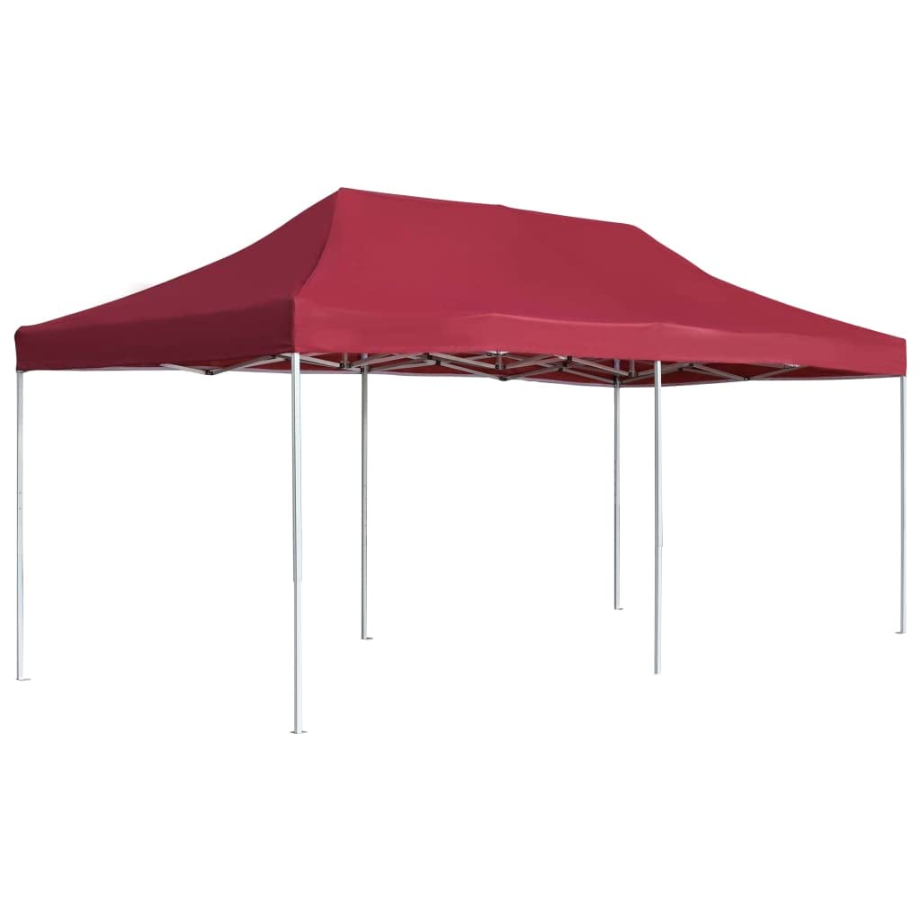 vidaXL Professional Folding Party Tent - Aluminum Frame - Weather Resistant Oxford Fabric Roof with PVC Coating - 19.7'x9.8' - Easy Setup and Portable - Wine Red