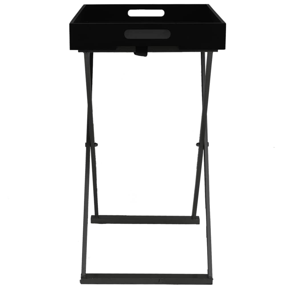 vidaXL Stylish Indoor and Outdoor Folding Table with Durable Iron Frame and Sturdy MDF Tabletop, Black