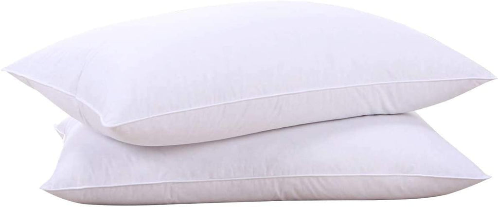Puredown Goose Feathers And Down White Pillows With 100% Soft Cotton Cover, Bed Sleeping Hotel Collection Pillows Set Of 2 King