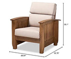 Baxton Studio Charlotte Modern Classic Mission Style Taupe Fabric Upholstered Walnut Brown Finished Wood 1-Seater Lounge Chair