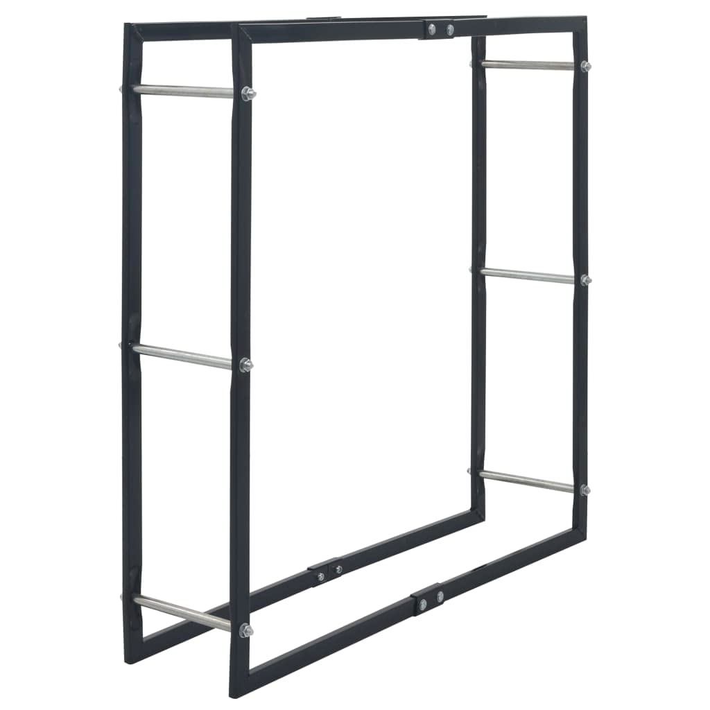 vidaXL Black Steel Firewood Rack - Durable, Heavy-Duty Storage for Firewood, Perfect for Fireplace and Log Burner