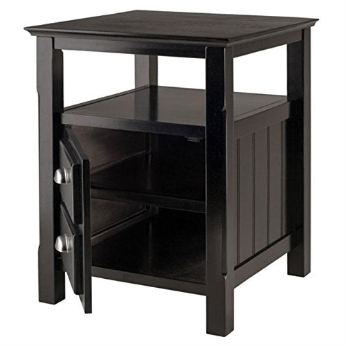 Ergode Timber Nightstand - Versatile & Stylish Bedroom Storage with Drawer & Shelf - Black Finish - Elegant Design - Easy Assembly - 20' W x 20' D x 25' H