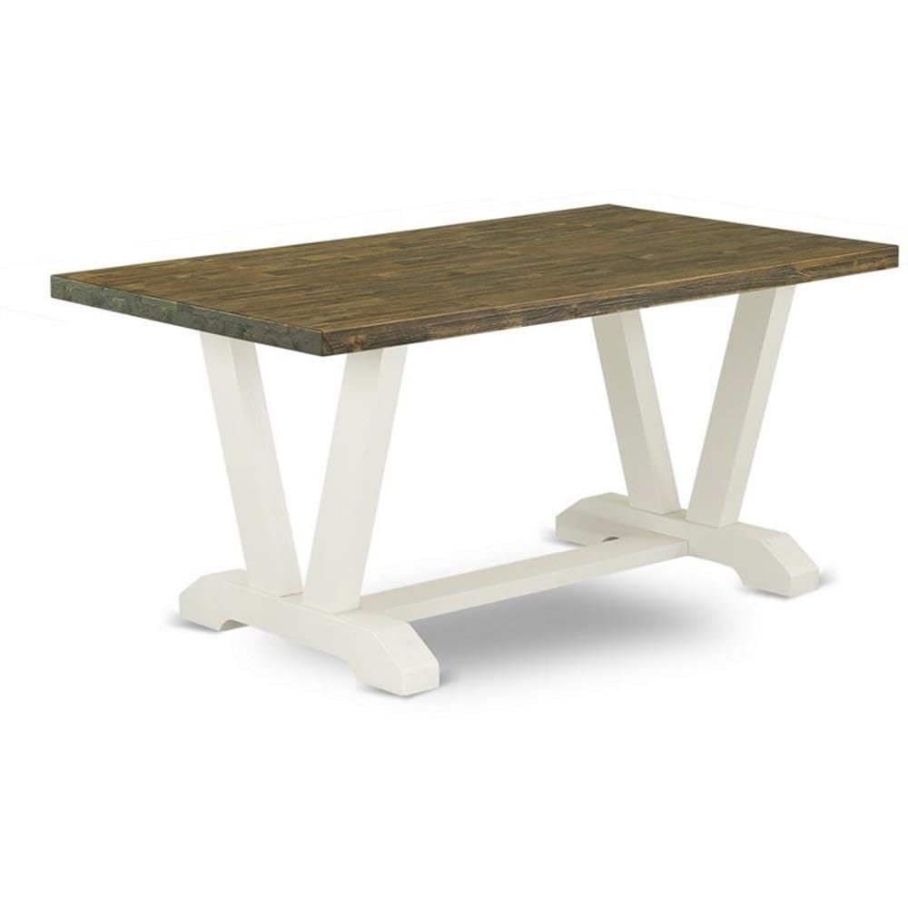East West Furniture V2-076 3 Piece Dining Set Contains a Rectangle Dining Room Table with V-Legs and 2 Kitchen Bench, 36x60 Inch, Multi-Color