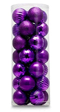 AUXO-FUN Small Size 28ct shatterproof Christmas Ball Ornaments in 4 Classic finishes for Christmas Tree Decoration (Purple, 1.57