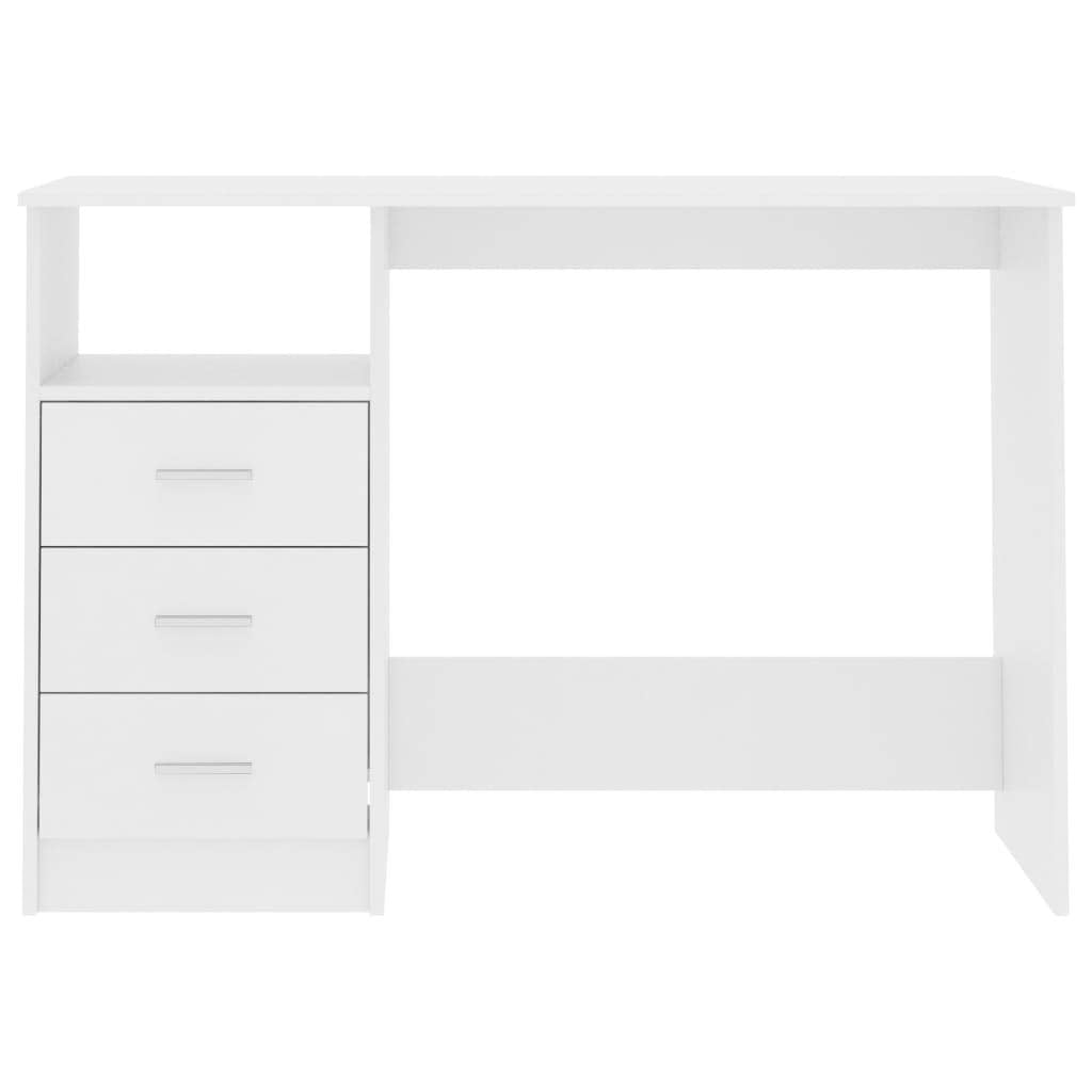 FAMIROSA Computer Desk with Drawers, Work Study Computer Writing Desk with 3 Storage Drawers and an Open Compartment, Home Office Desk for Home Office Study Bedroom, Chipboard, White