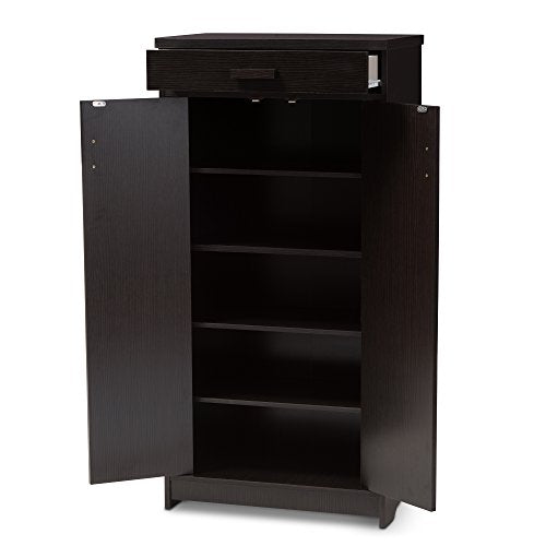 Baxton Studio Bienna Modern and Contemporary Wenge Brown Finished Shoe Cabinet