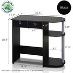 Furinno Go Green Home Laptop Notebook Computer Desk/Table With 2 Drawer Bins, Black/Grey/Black