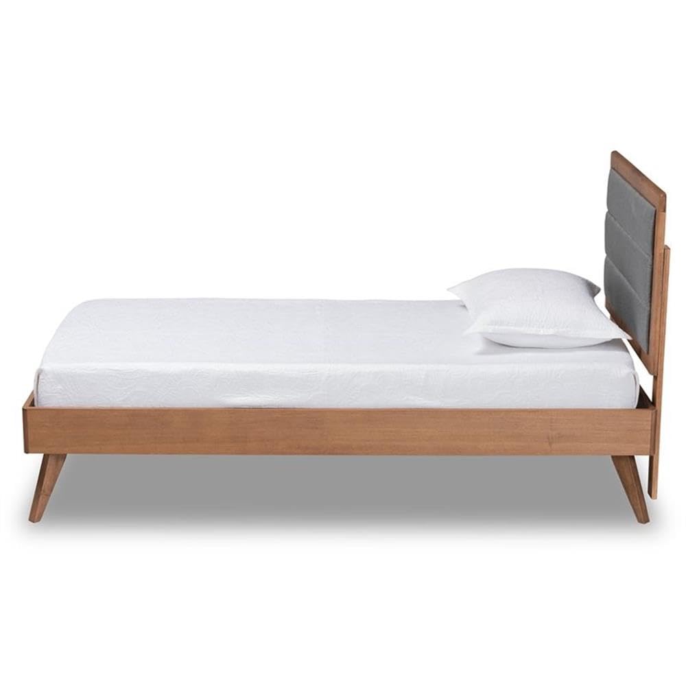 Baxton Studio Linn Dark Grey and Brown Finished Wood Twin Size Platform Bed