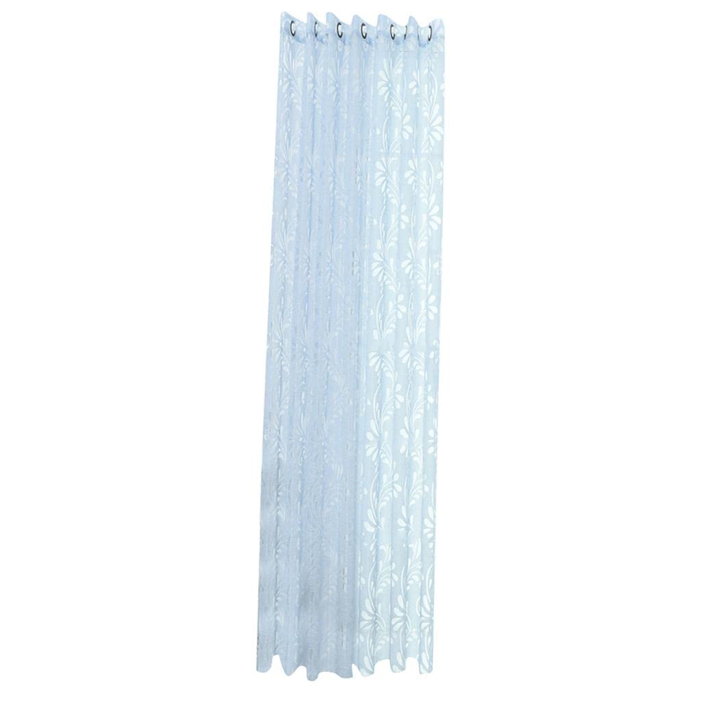 CALANDIS Elegant Flower Sheer Window Curtain Voile Drapery Panel 39X98 Blue