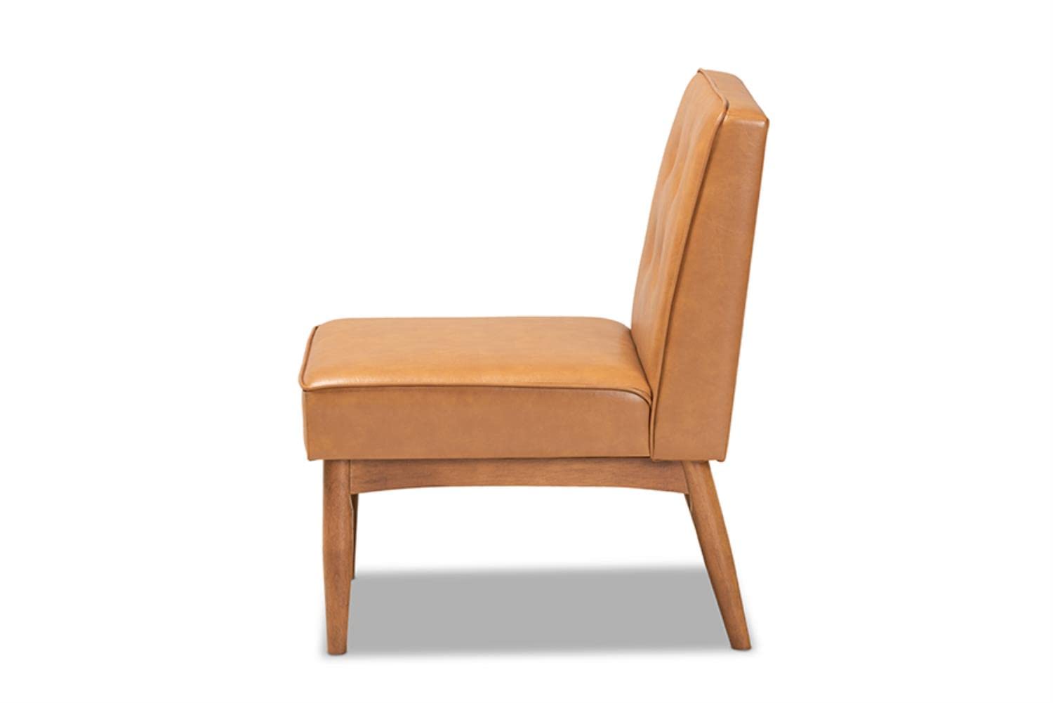 Baxton Studio Arvid Mid-Century Modern Tan Faux Leather Upholstered and Walnut Brown Finished Wood Dining Chair