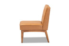Baxton Studio Arvid Mid-Century Modern Tan Faux Leather Upholstered and Walnut Brown Finished Wood Dining Chair