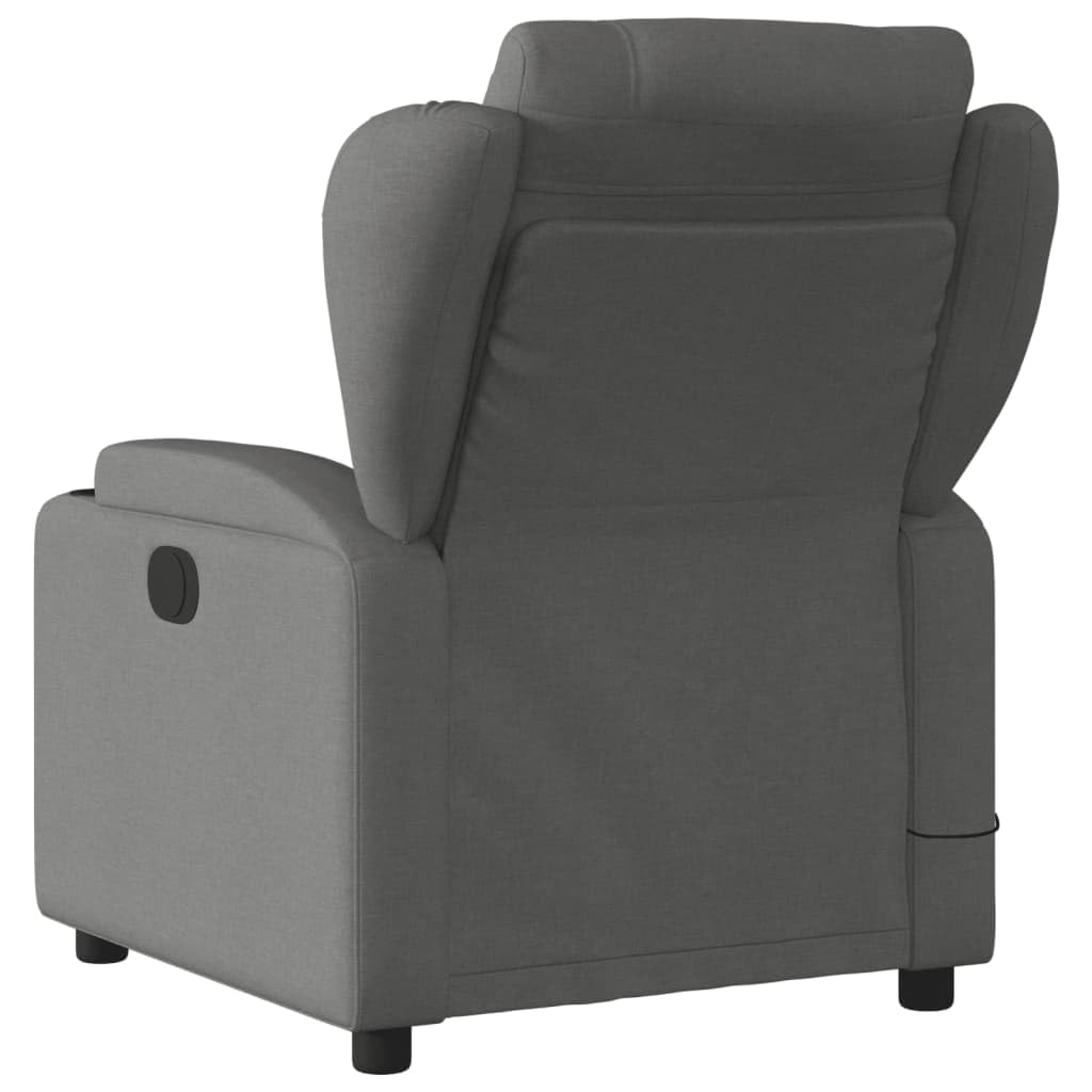 vidaXL Dark Grey Fabric Massage Recliner Chair with Manual Reclining Function, Vibration Massage, Cup Holders and Side Pocket