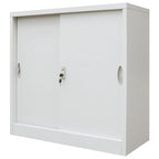 vidaXL Office Cabinet with Sliding Doors Filing Sideboard Storage Cabinet with an Adjustable Shelf Easy Assembly Durable Metal Gray