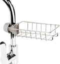 Vjm ECommerce Kitchen Sink Sponge Holder  Over Faucet Stainless Steel Caddy For Soap, Brushes & Scrubbers  No Suction Or Dril