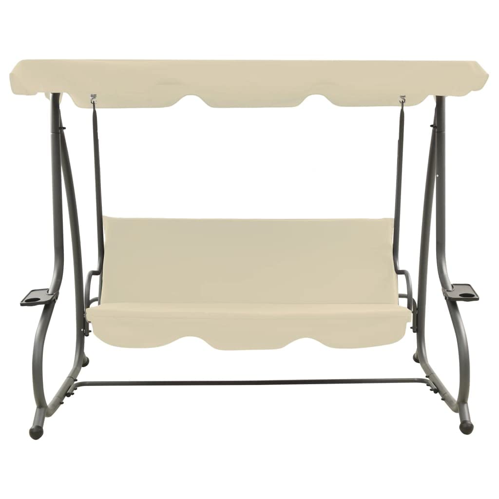 vidaXL Outdoor Swing Bench with Canopy Sand White